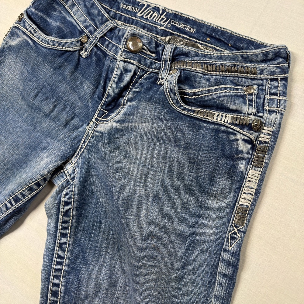 VANITY Premium Collection Women's Jeans Size 27W/31L Bootcut Embroidered Pockets - Picture 3 of 14